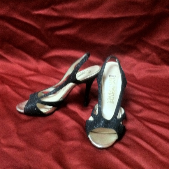 Black Sparkle Strappy Heels (Size 5.5) - Picture 2 of 2